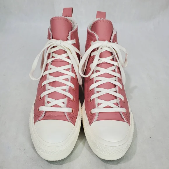 Converse Women's CTAS Lift Hi Sherpa A04256C Rust Pink/Egret Leather Sz 7 - Picture 7 of 15